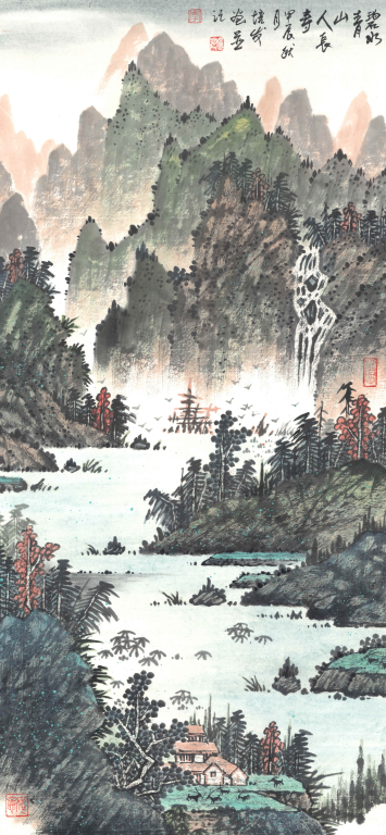 《碧水清山人长寿》 43cmX91cm，2024年.png