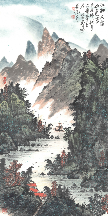 《江畔人家山色清》50cmx98cm，2024年.png
