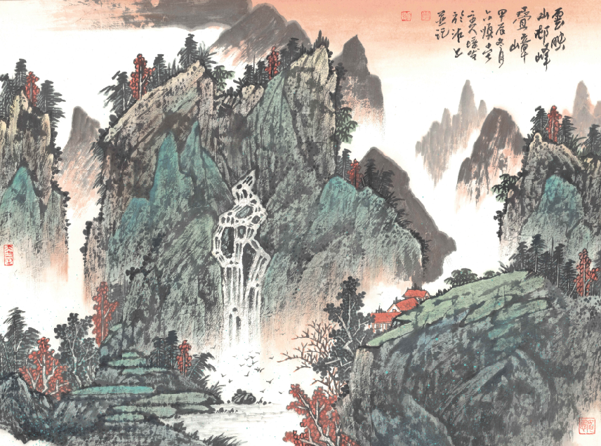 《云映山村峰叠嶂》70cmx94cm 2024年.png