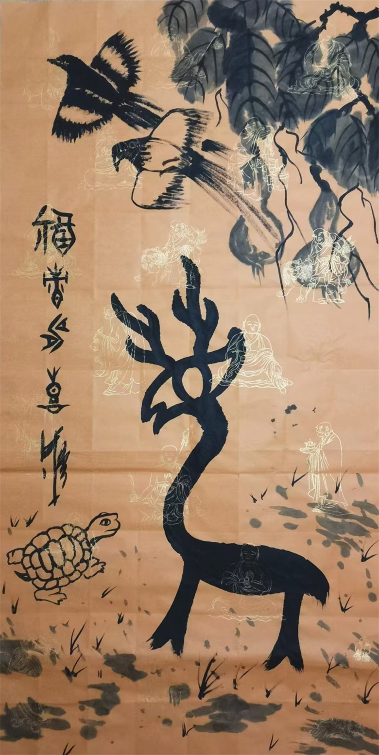 20260506177803952742.jpg 《福禄寿喜》 甲骨文 137cmx70cm.jpg