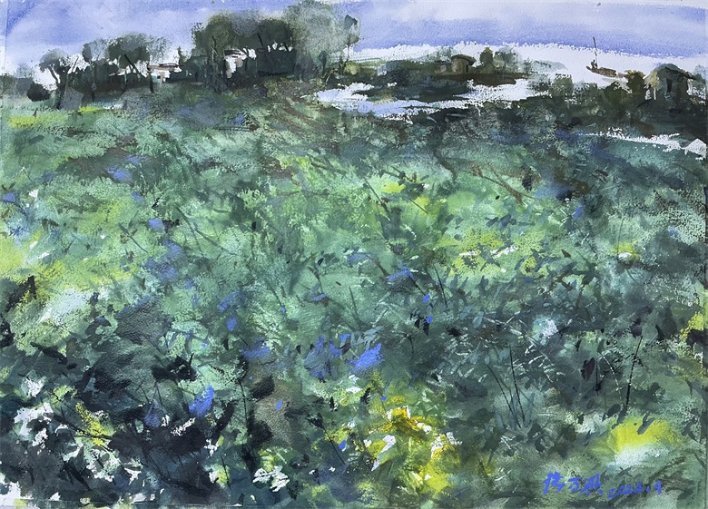 20260626178244041131.jpg 《剡溪芳草地》 78x56cm 水彩画.jpg
