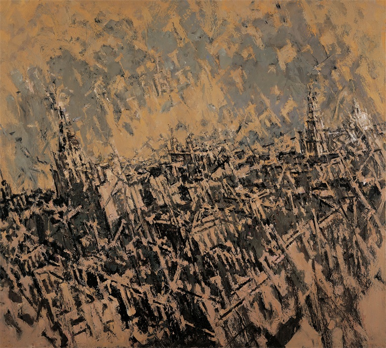 1723445598657181.jpg 16. 《大上海·外滩东望》 许江 布面油画 180cmx200cm 2002年.jpg