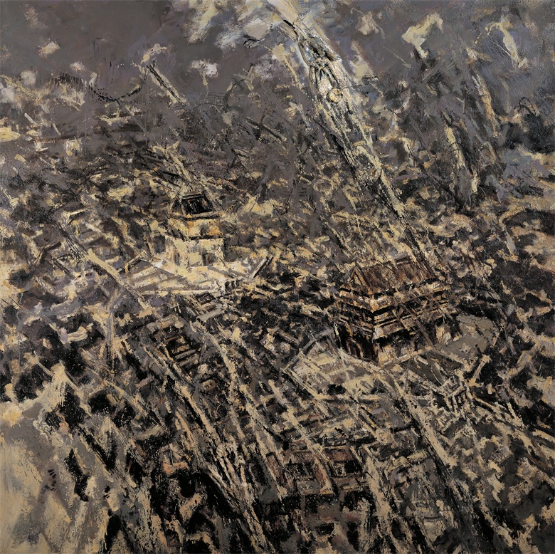 1723445719467626.jpeg 40. 《大北京·钟鼓楼》 布面油画 180cmx180cm 2001年.jpeg