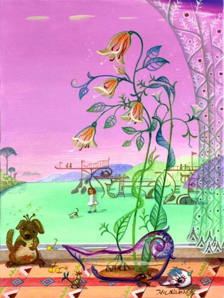 20261013179186375355.jpg 《窗外的游乐场》 油画 40cmx30cm 2026年.jpg